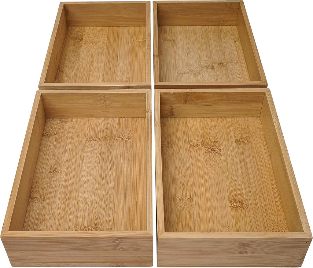 Bamboo Wood Drawer Organizer Tray Box Dividers Set, Pack of 2 M318