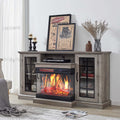 Fireplace TV Stand with Electric Fireplace, Wash Gray F464