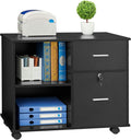 Walnut Wooden 2 Drawer Lateral File Cabinet with Lock L60421