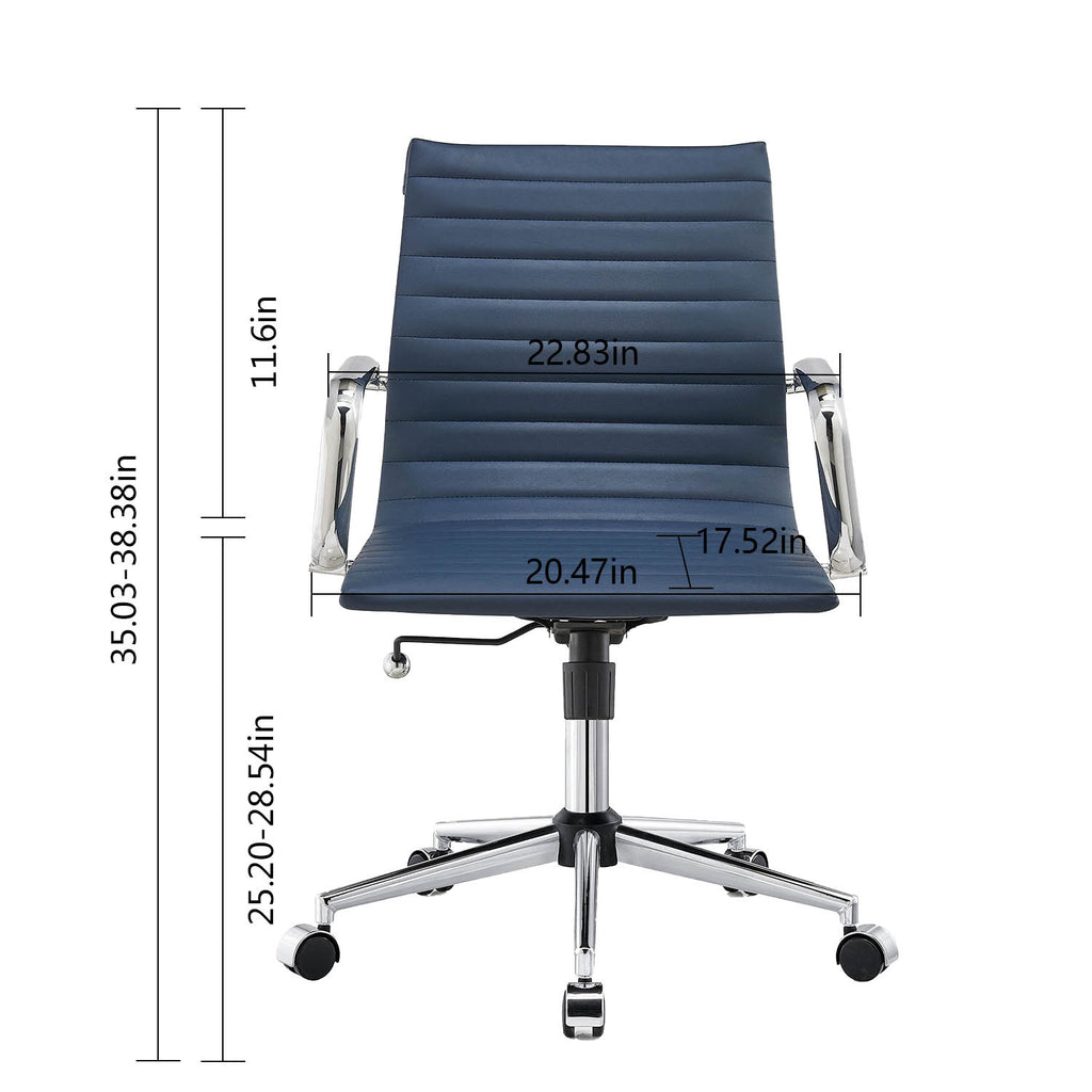 Mid Back Swivel Desk Chair with Armrest in Vegan Leather P921