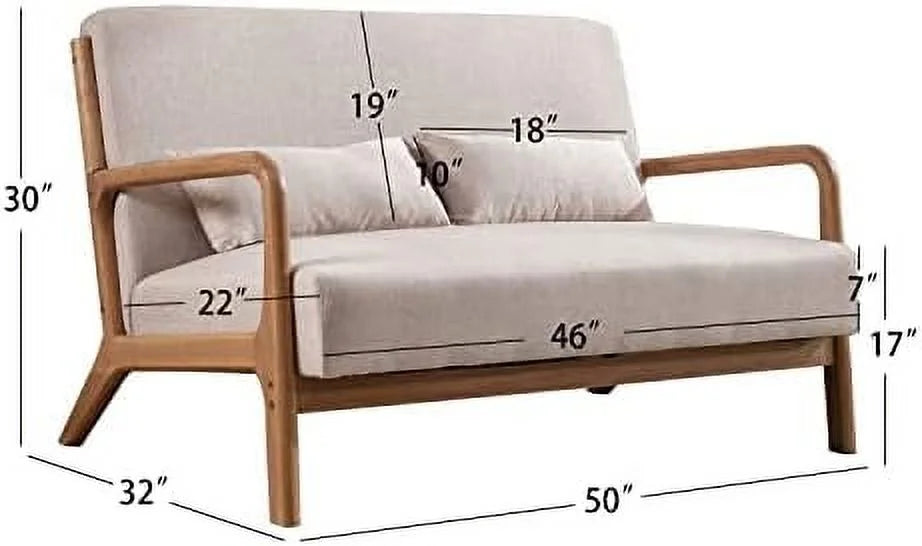 50" 2-Seater Loveseat Sofa with Wood Frame and 2 Waist Cushions X461498
