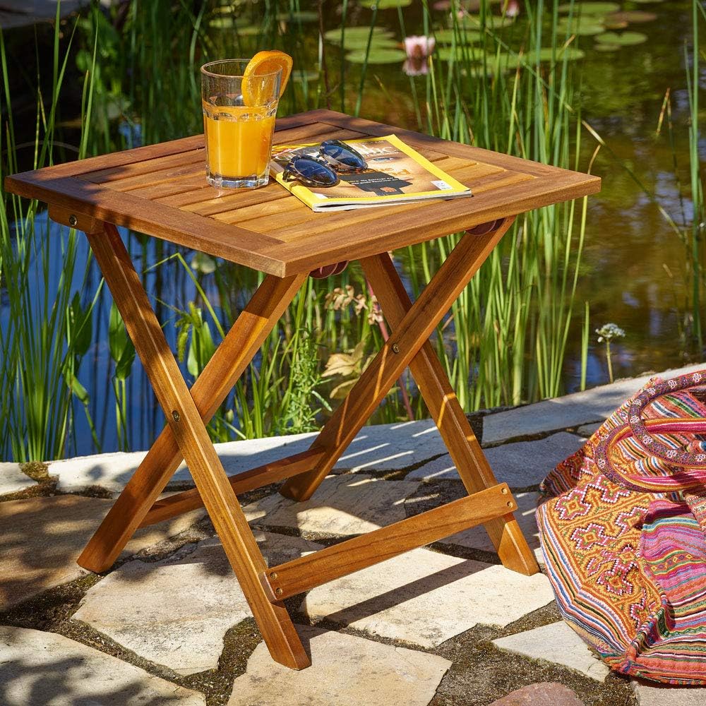 18x18 Inch Acacia Wood Folding Patio Side Table N78529