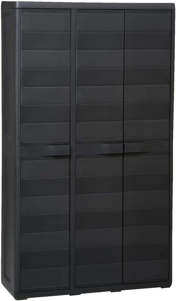 Black Garden Storage Cabinet with 3 Shelves H676051