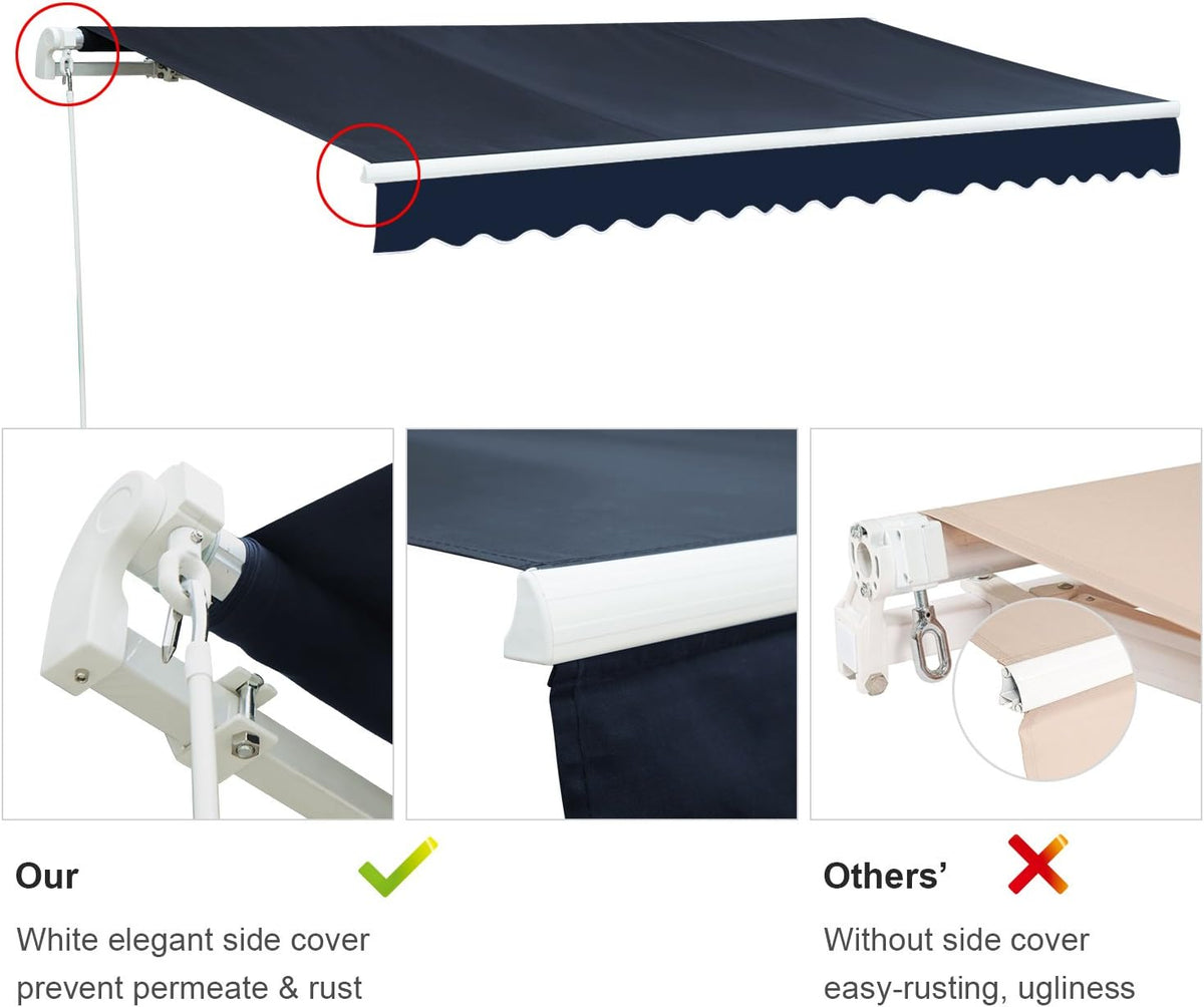 Navy Blue 12'x8' Retractable Patio Awning P9984