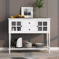 White Wood Console Table with Bottom Shelf H163143