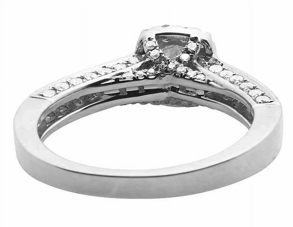 14K White Gold Halo Solitaire Real Diamond Engagement Ring 1.0ct E92941