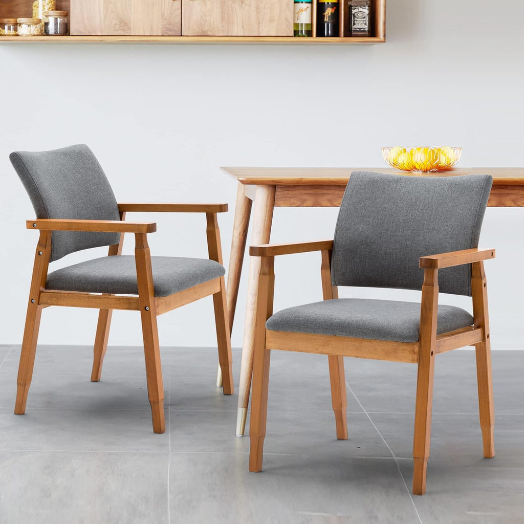 Grey Fabric Wood Dining Chairs B73210