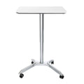 White Silver Pneumatic Sit-Stand Rolling Desk Cart M8300