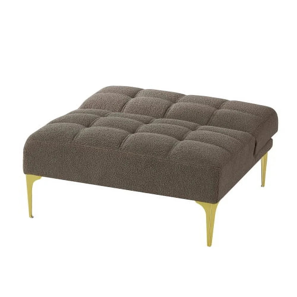 Gold Teddy Fabric Convertible Sofa Bed with Metal Legs A466