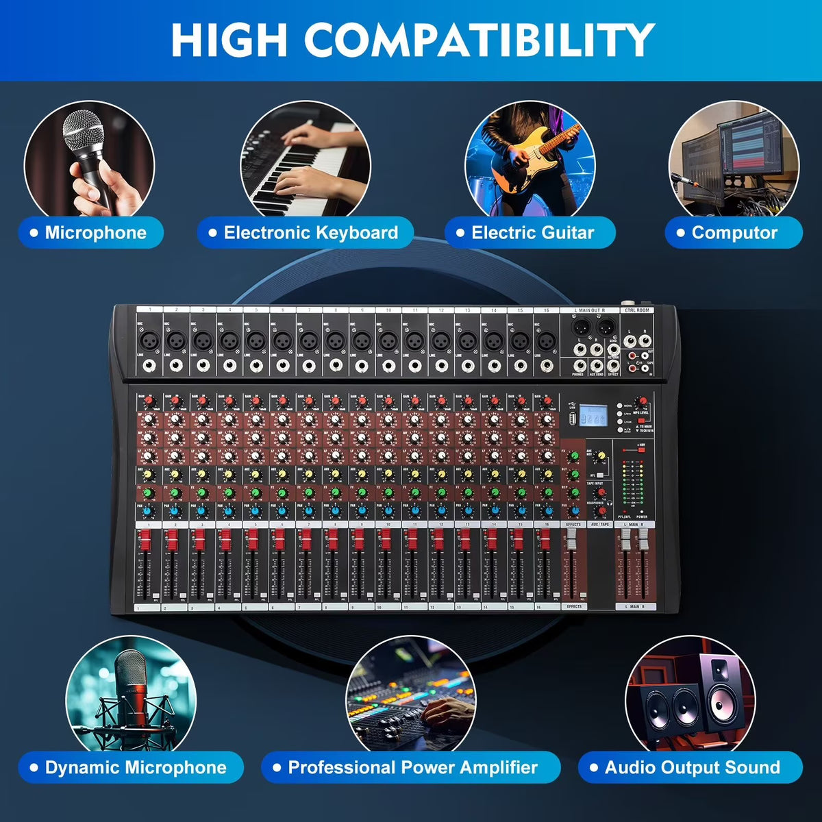 16 Channel Powered Mixing Console C492