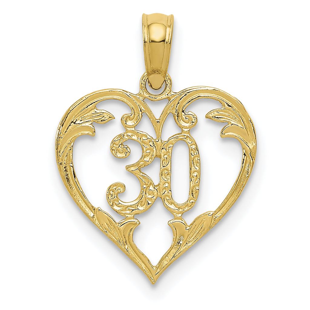 10K Yellow Gold 30 in Heart Cut-out Pendant V4234