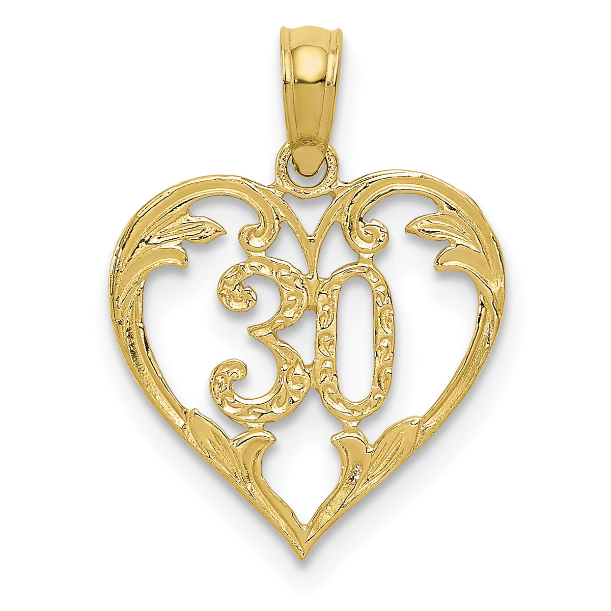 10K Yellow Gold 30 in Heart Cut-out Pendant V4234