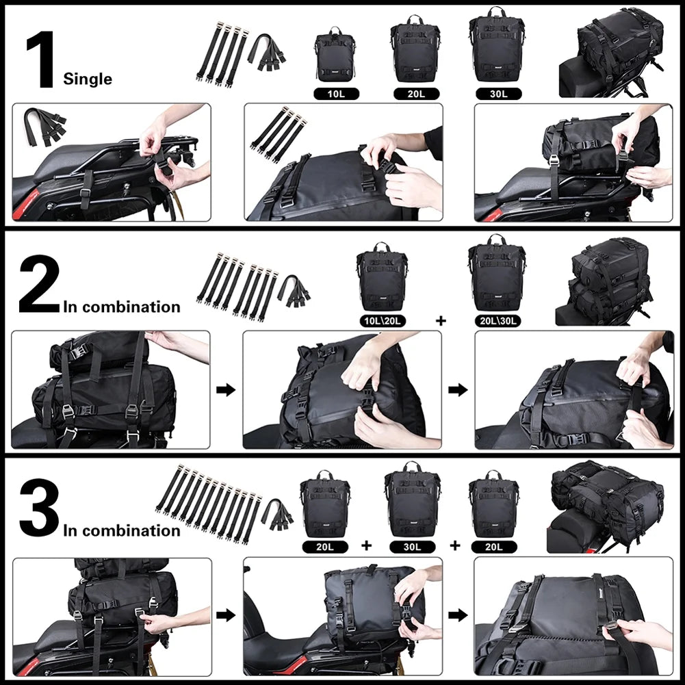 Waterproof Motorcycle Saddle Rack Trunk Luggage Bag J4635