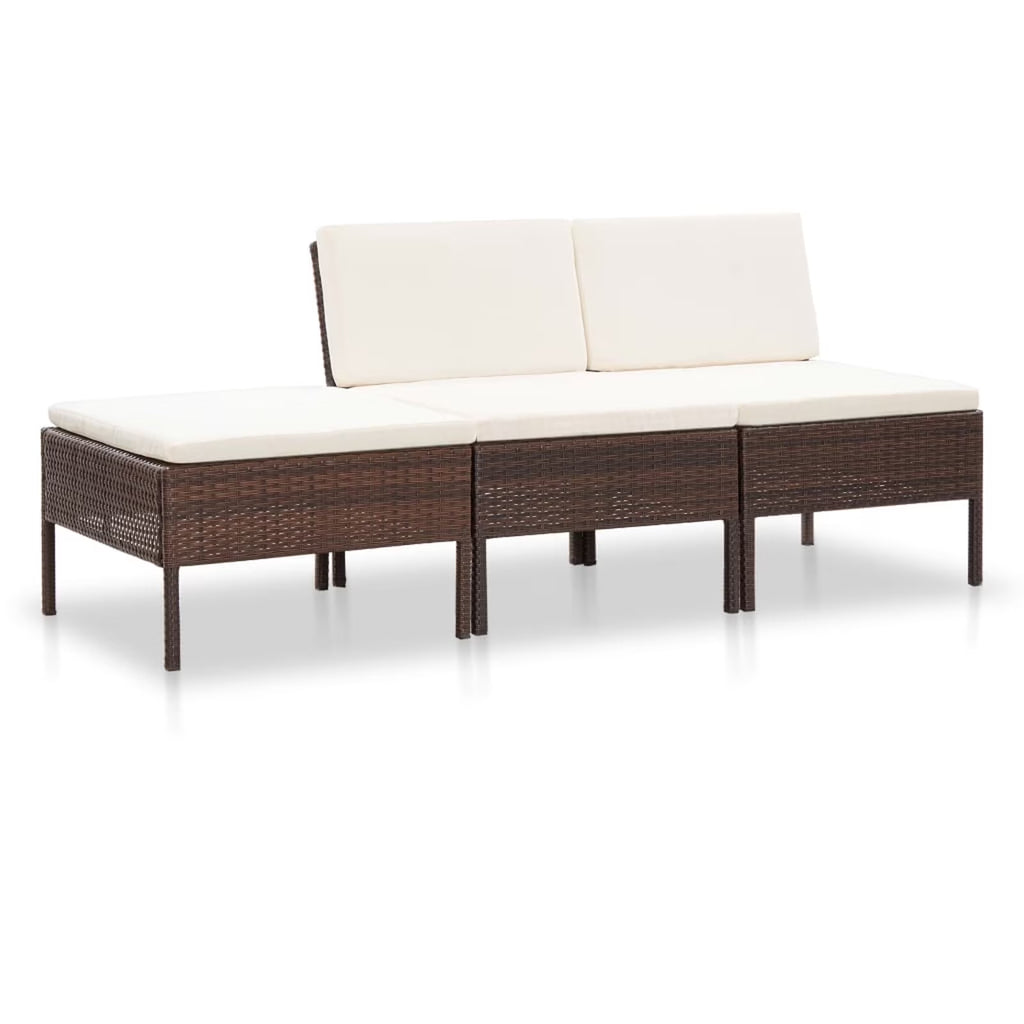 3 Piece Outdoor Sectional Sofa Set with Cushions Poly Rattan Steel Frame A530828