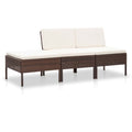 3 Piece Outdoor Sectional Sofa Set with Cushions Poly Rattan Steel Frame A530828