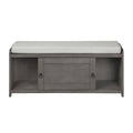 White Wood Storage Bench with 2 Cabinets F842668