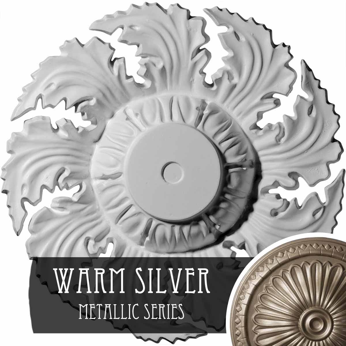 Hand-Painted Warm Silver Ceiling Medallion F8614