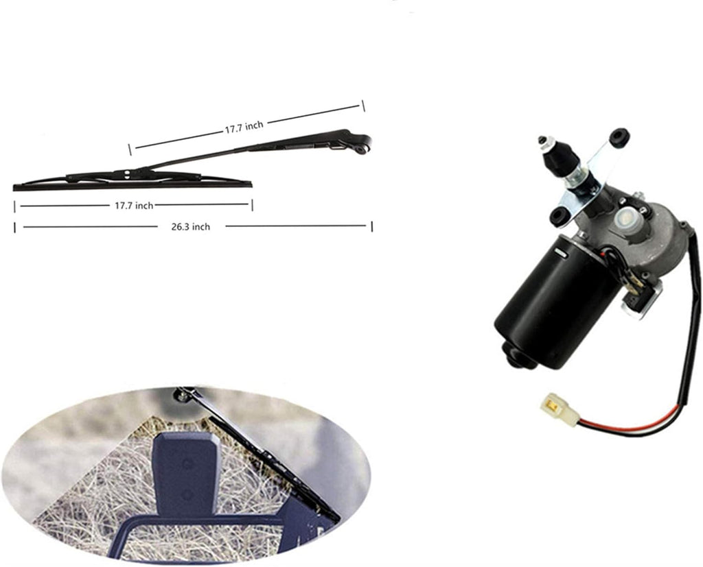 12V Universal Electric Windshield Wiper Motor Kit for UTV ATV Windshields, 17.7" Arm, 17.7" Blade Pack of 2 T393915