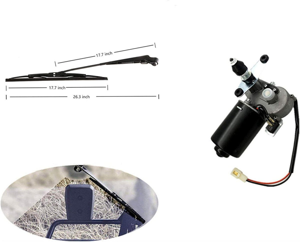 12V Universal Electric Windshield Wiper Motor Kit for UTV ATV Windshields, 17.7" Arm, 17.7" Blade Pack of 2 T393915