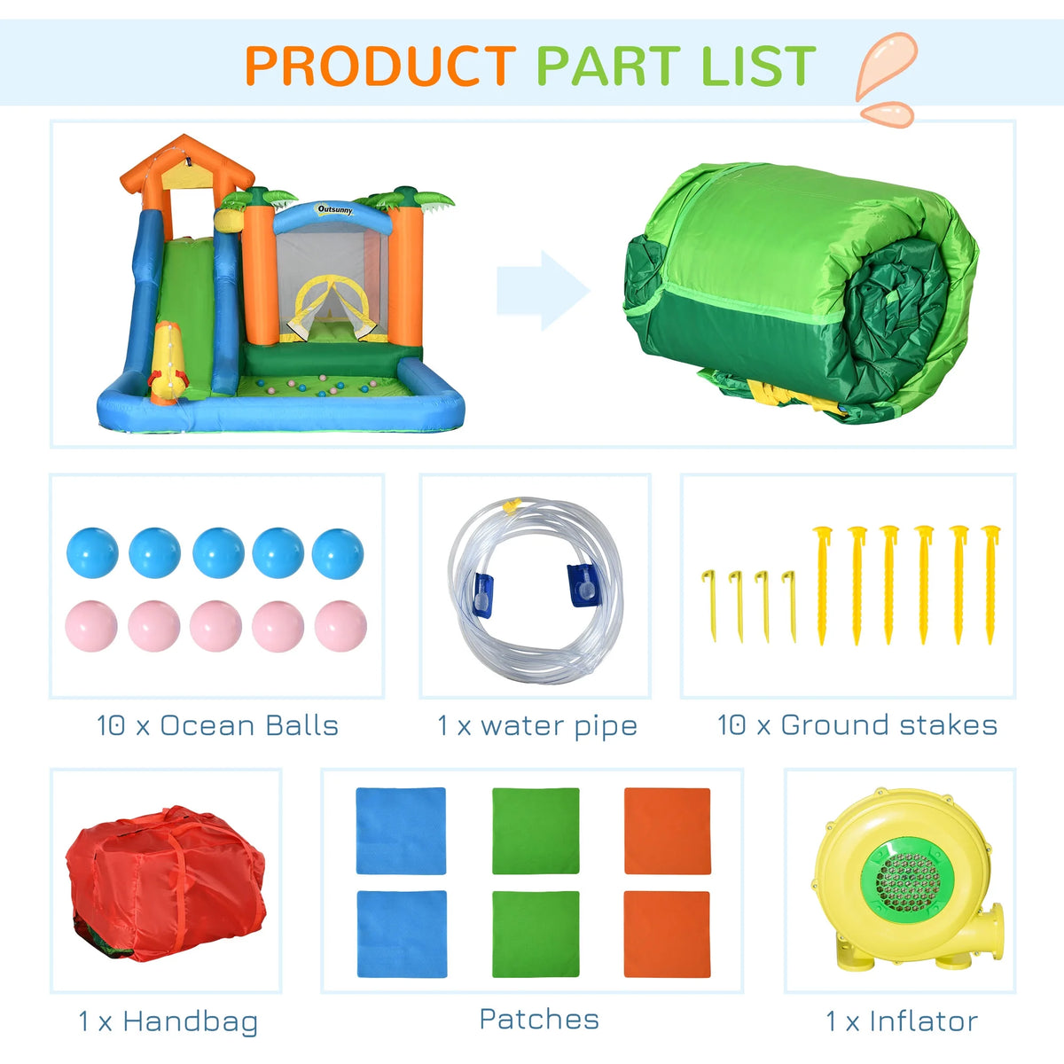 6-in-1 Inflatable Water Slide with 450W Air Blower U479