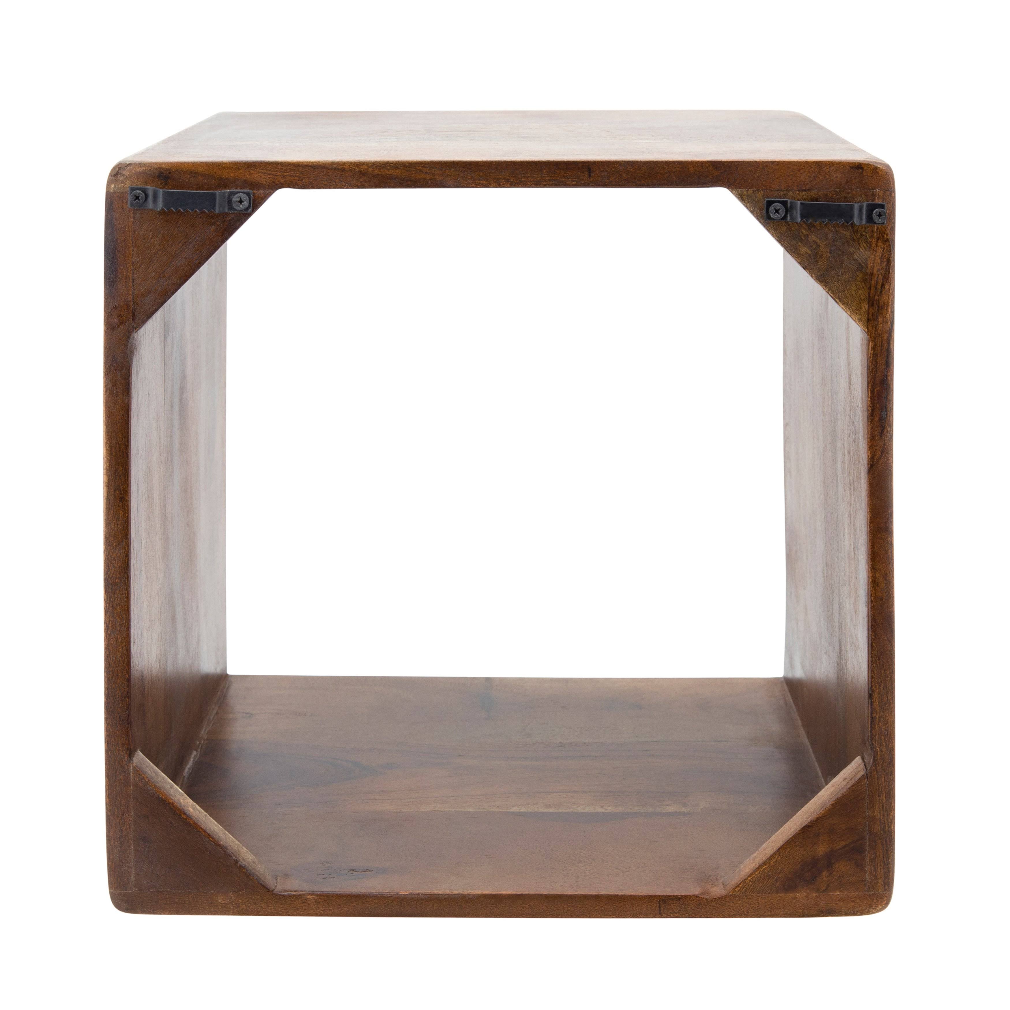 Brown Wood Cube Side Table Set of 2 V2955