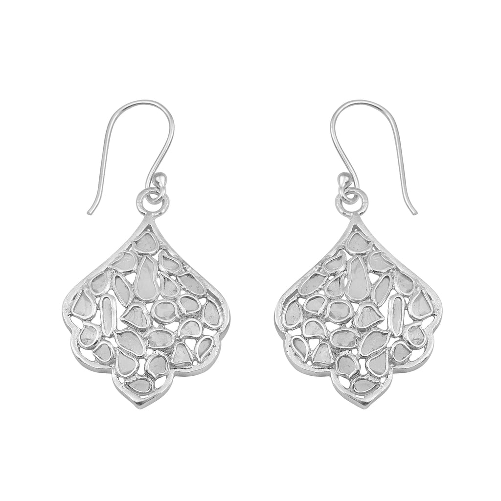 Natural Diamond Polki Leaf Dangle Earrings M863