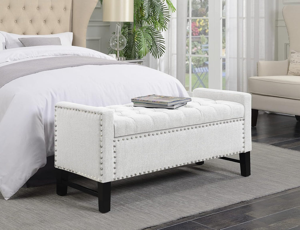 Black Croc PU Leather Button Tufted Storage Bench G548