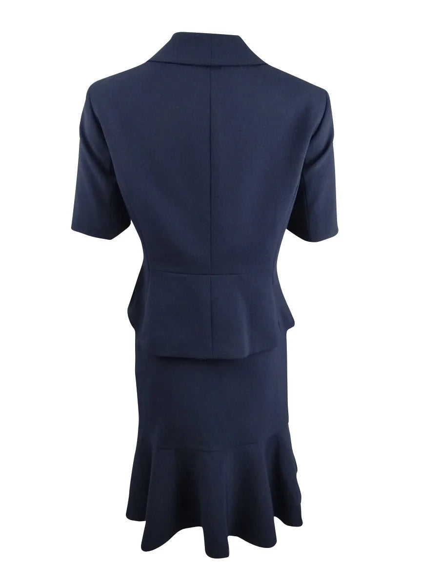 Navy Petite Flare-Hem Skirt Suit G295158