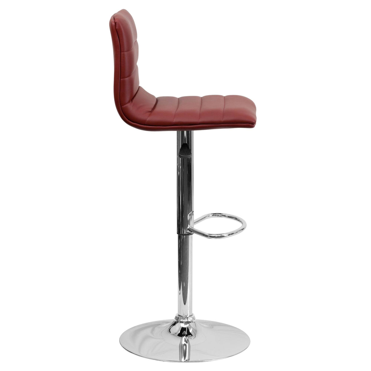 Burgundy Red and Silver Adjustable Swivel Barstool Y189822
