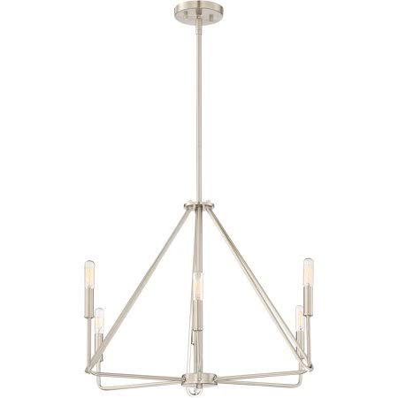 Satin Platinum Tone Finish 6 Light Chandelier, 25.5 in D107