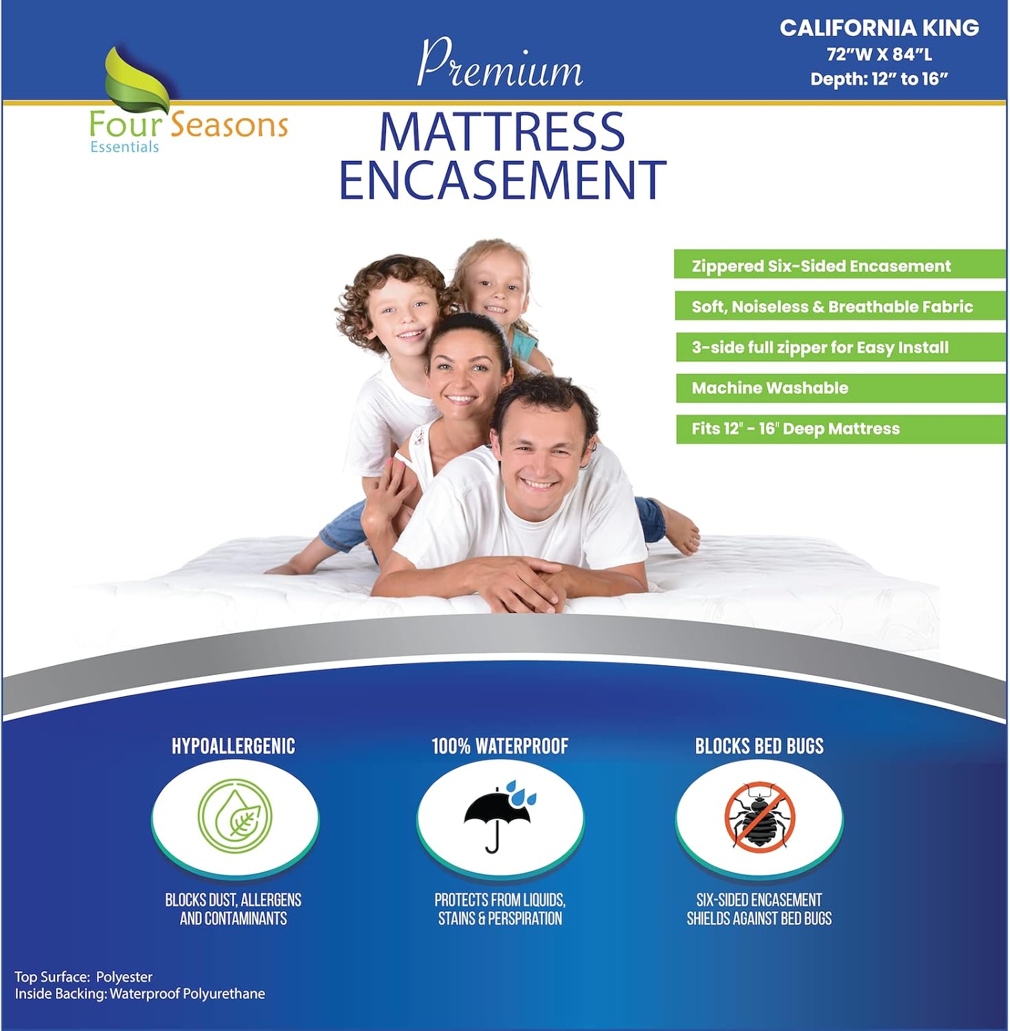 Waterproof Zippered Mattress Protector Encasement Pack of 2 X656201