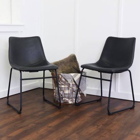 Black Faux Leather Dining Chairs, Set of 2 U45493