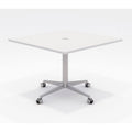 White 42x22 Square Pedestal Table with Casters G68168