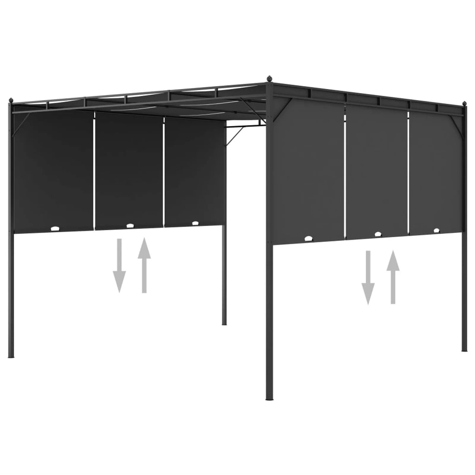 Garden Gazebo with Side Curtain Steel Frame Sun Shade Shelter 118.1 x 118.1 x 88.6 Inches V385954