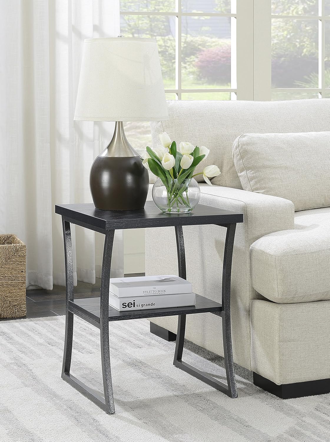 Faux Birch White Frame End Table Pack of 2 W12433