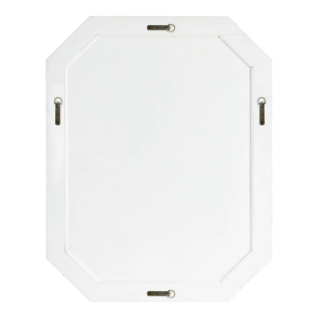 Rustic Wood Framed Octagon Wall Mirror, 28 x 36, White W755492