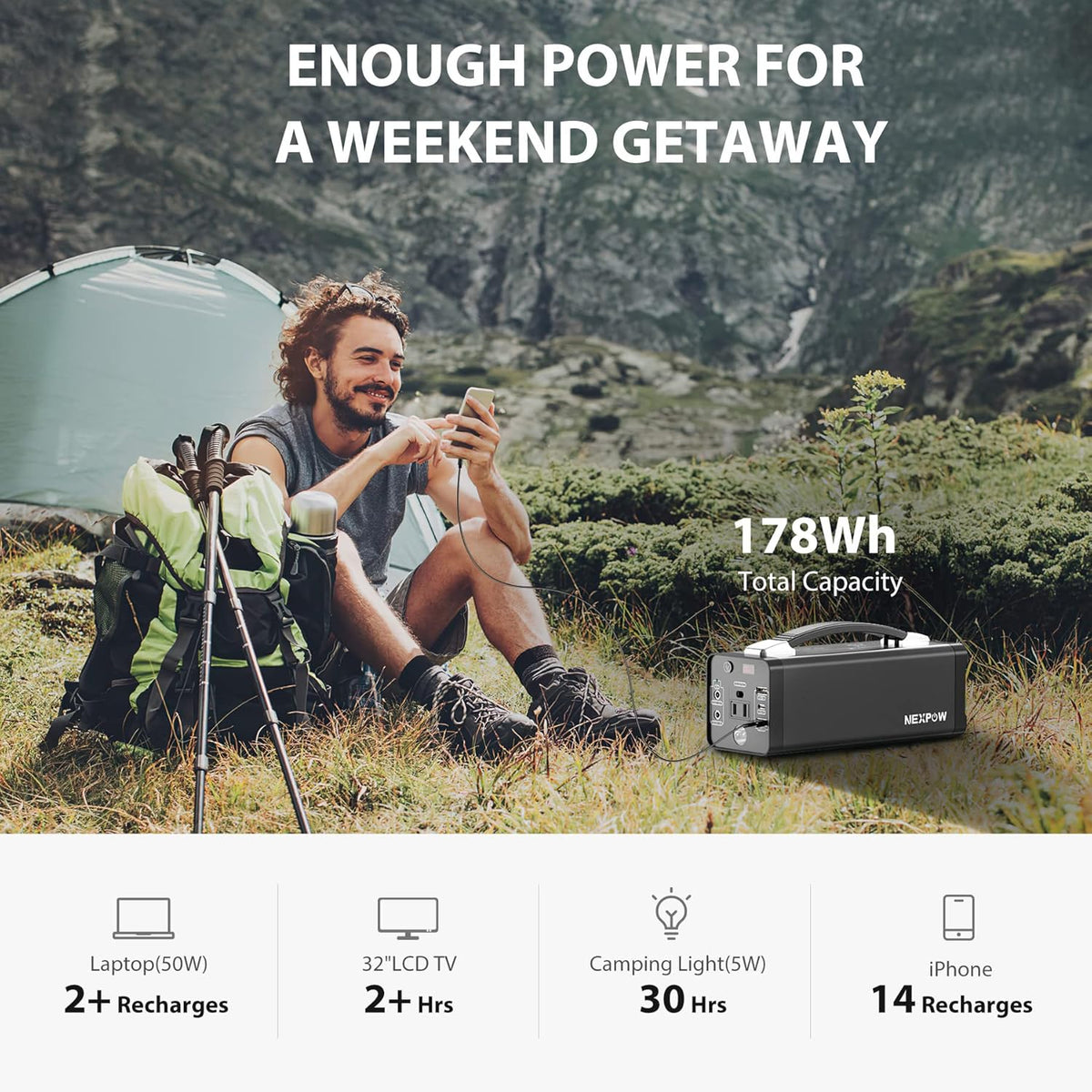 178Wh Portable Power Station with AC Outlet Q372857