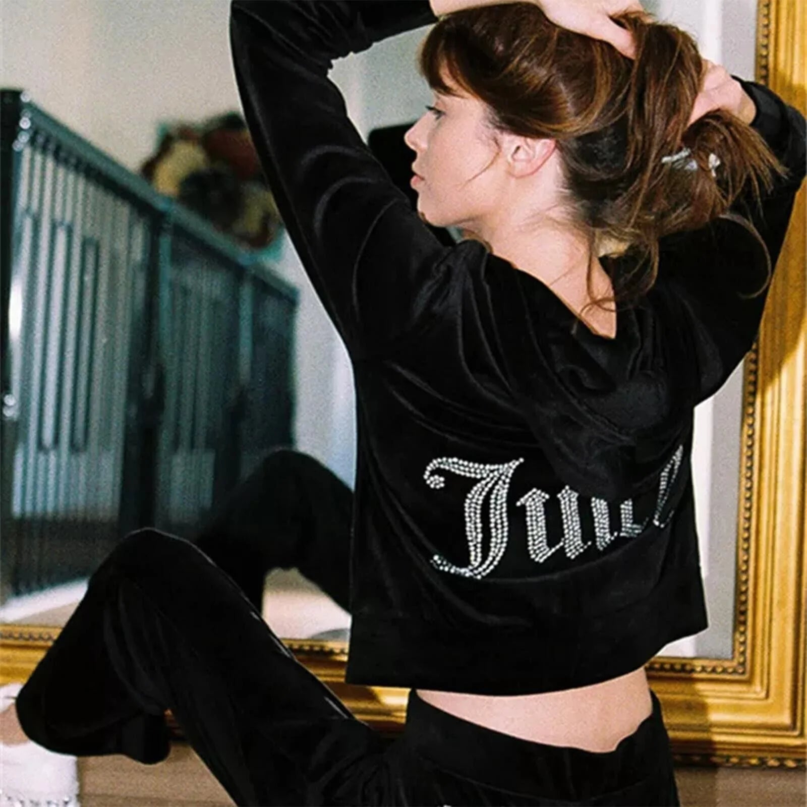 Velour 2-Piece Hoodie Tracksuit Set X794