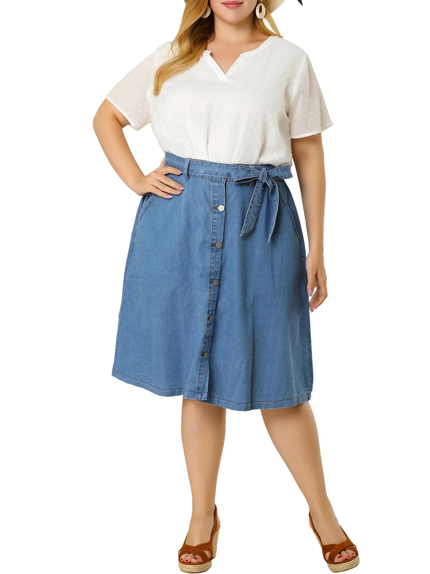Plus Size Short Pin Dots Blouse L7211