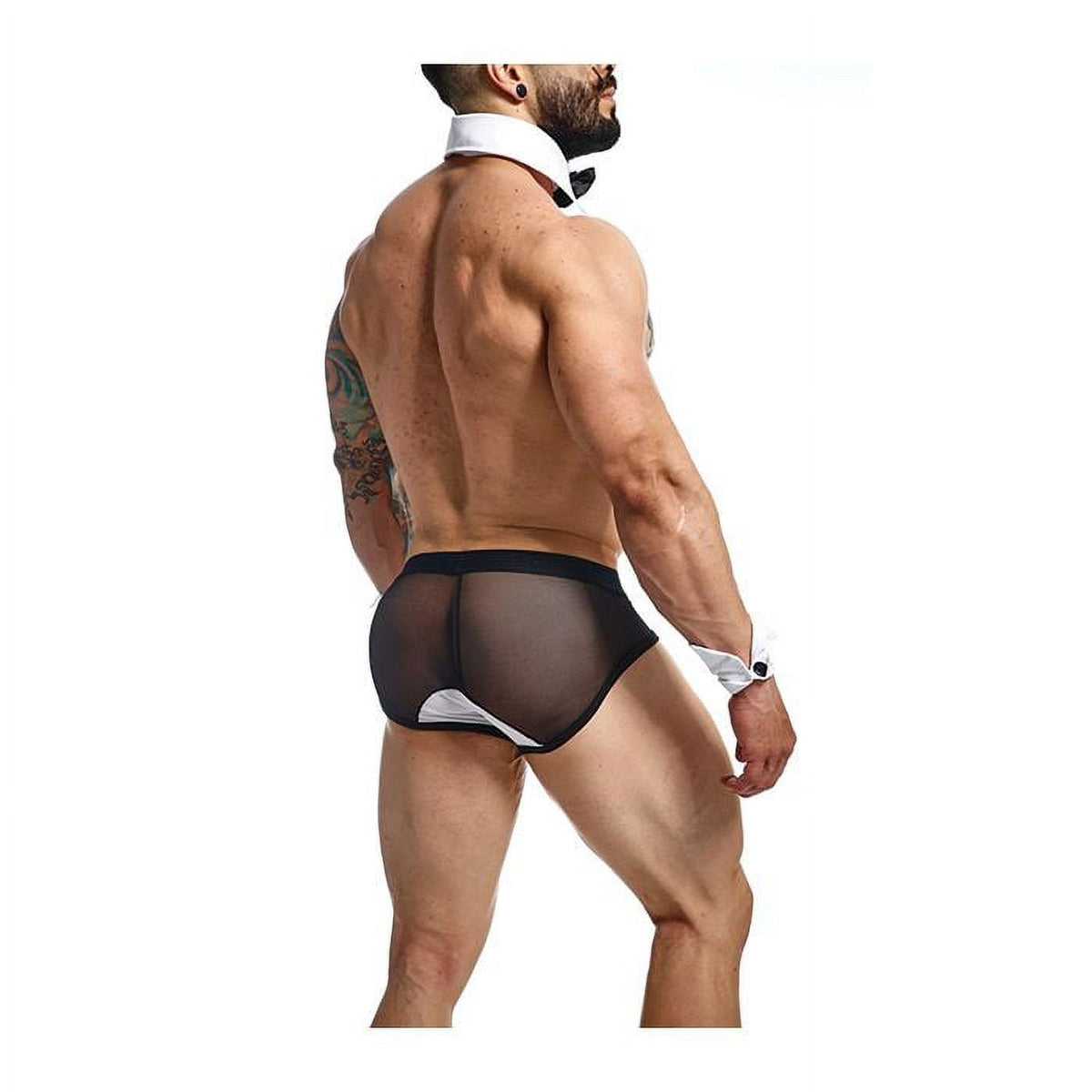 Black/White XL Brief with Bow & French Cuffs S43331