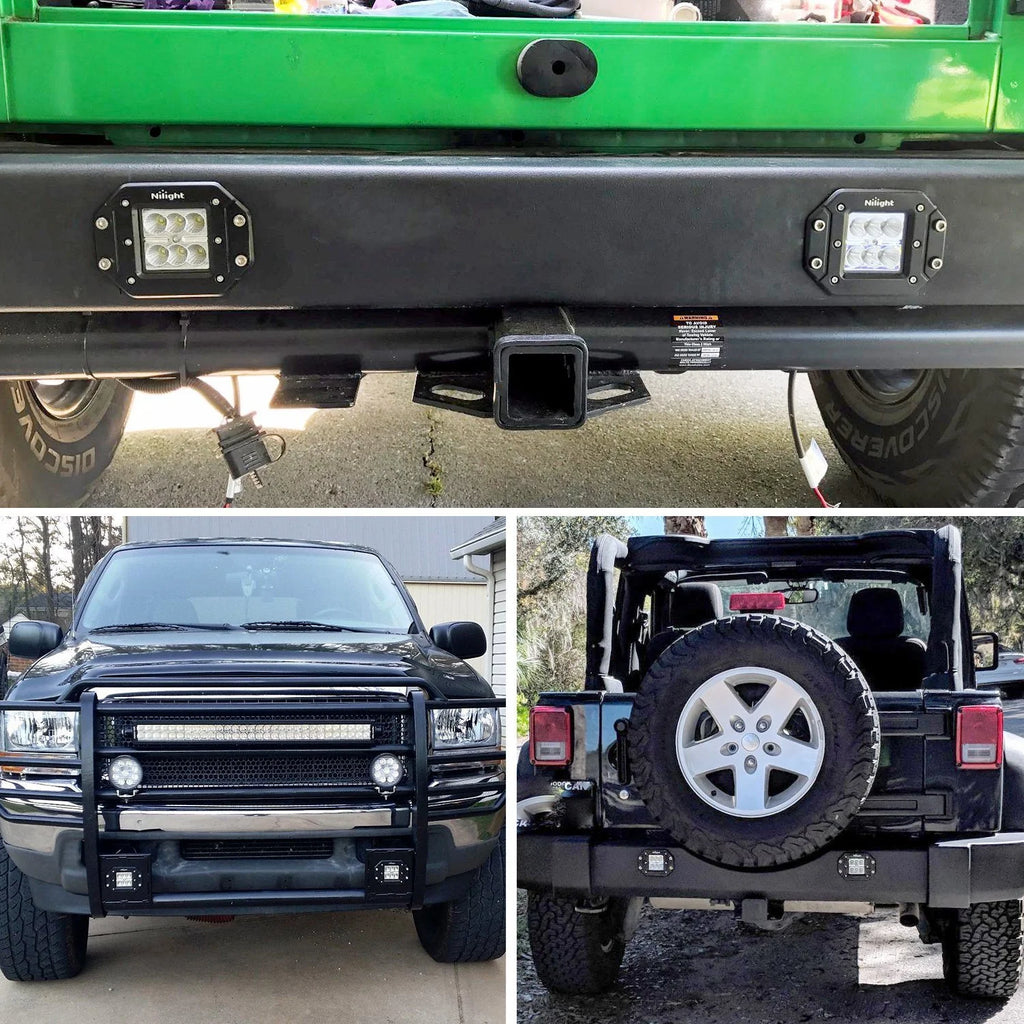 4PCS 18W LED Work Light Bar Flush Mount Flood Lights Backup Reverse Rear Front Bumper Lights D98103
