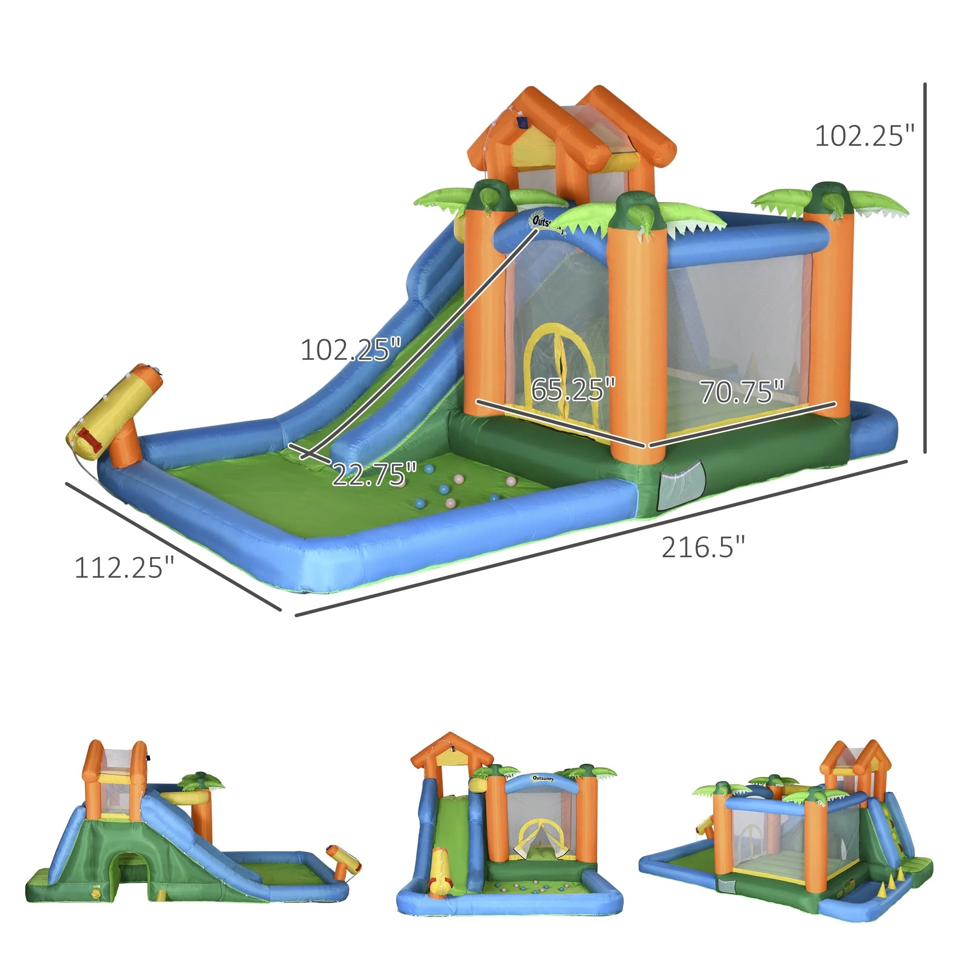 6-in-1 Inflatable Water Slide with 450W Air Blower U479