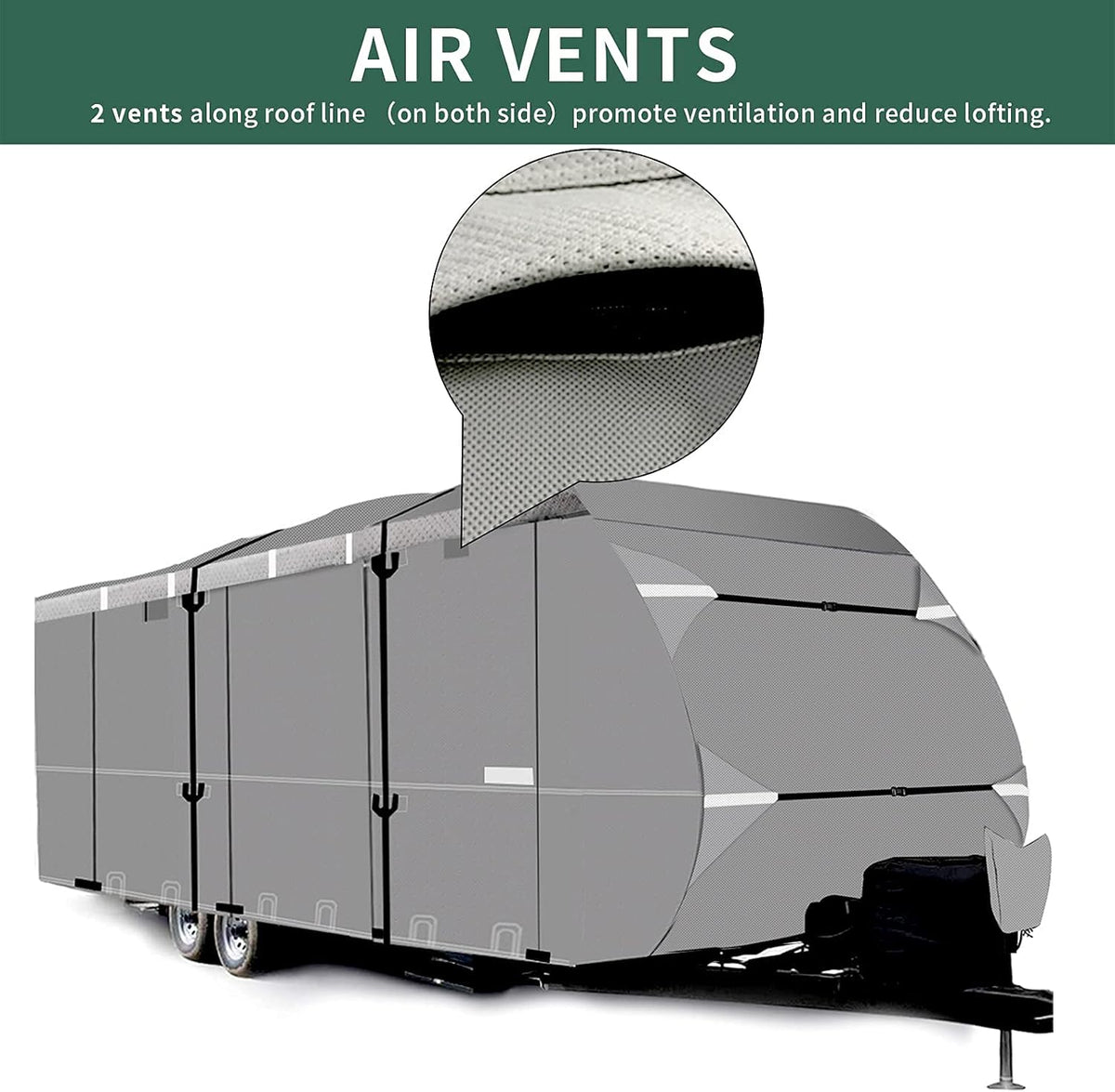 RV Cover 27ft - 30ft Waterproof Tear-Proof Camper Cover with 6 Rain Gutter Spout Protectors O90329