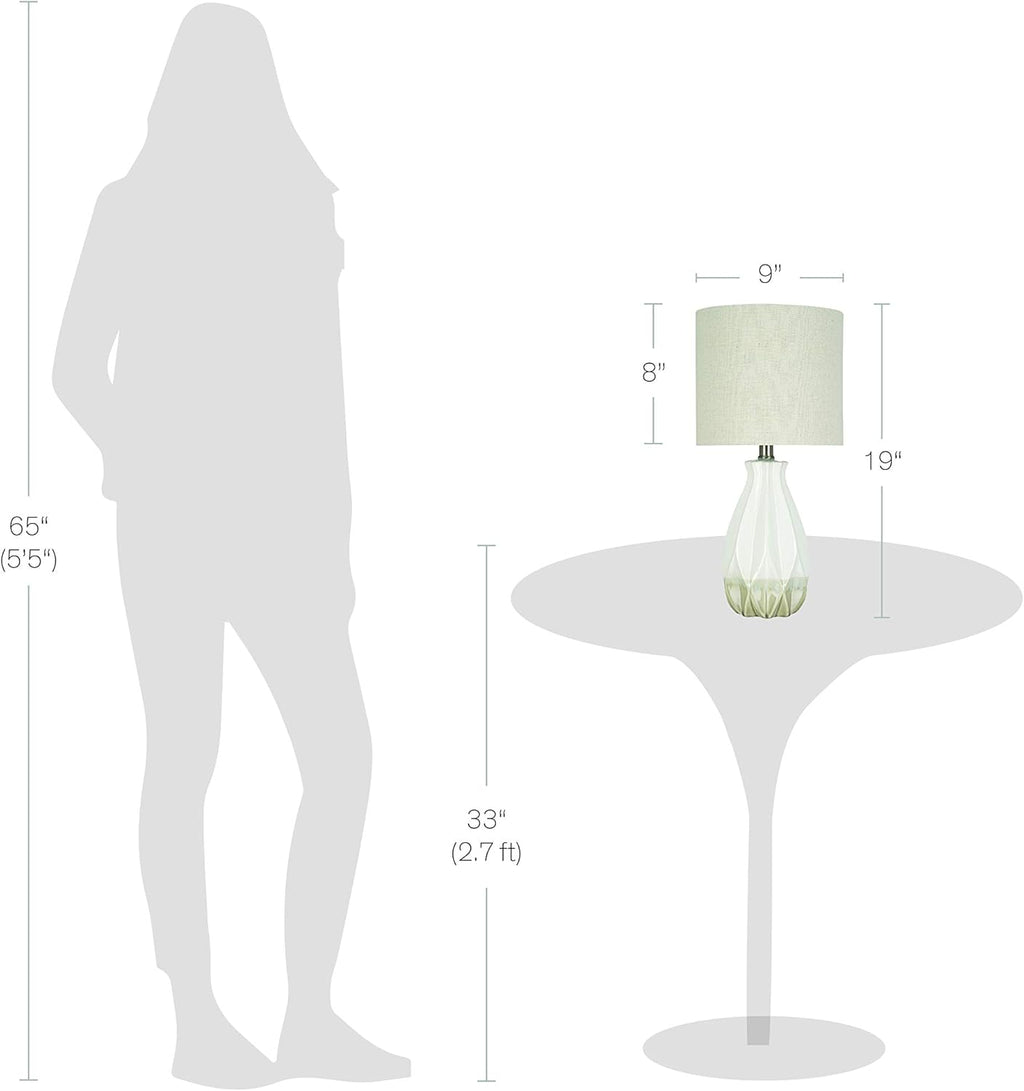 White Ceramic Accent Table Lamp with Linen Shade P3003