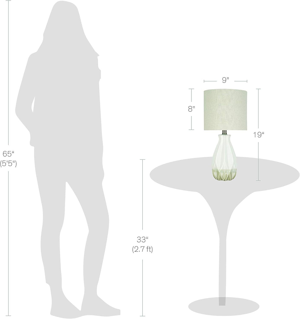 White Ceramic Accent Table Lamp with Linen Shade P3003