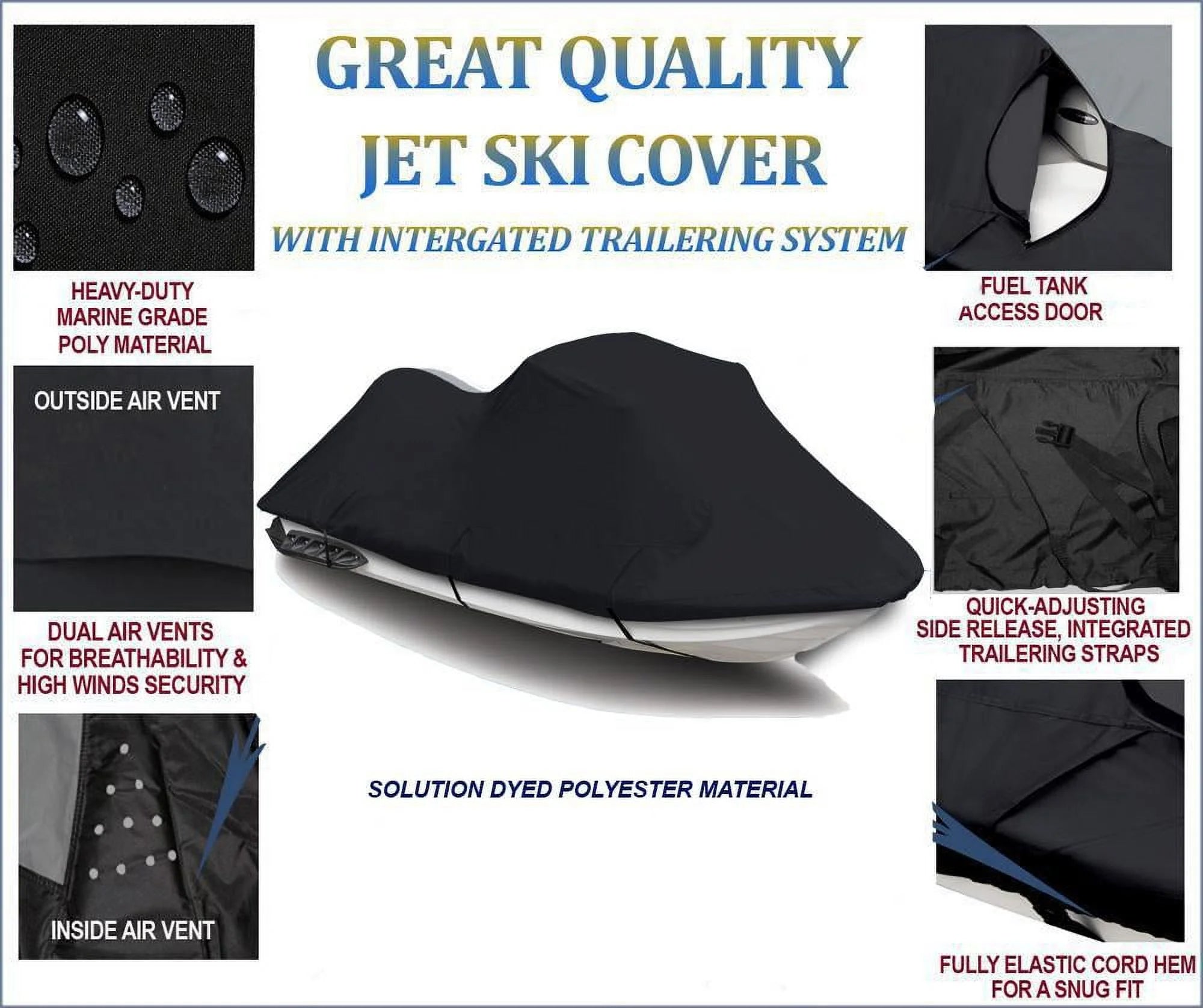Black 600 Denier JetSki PWC Cover M1911