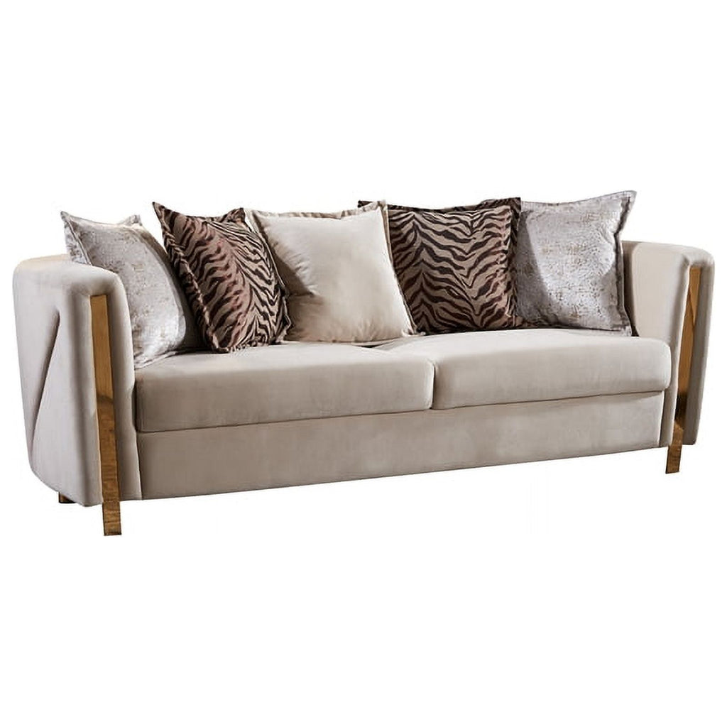 Beige 2Pc Velvet Living Room Set O459