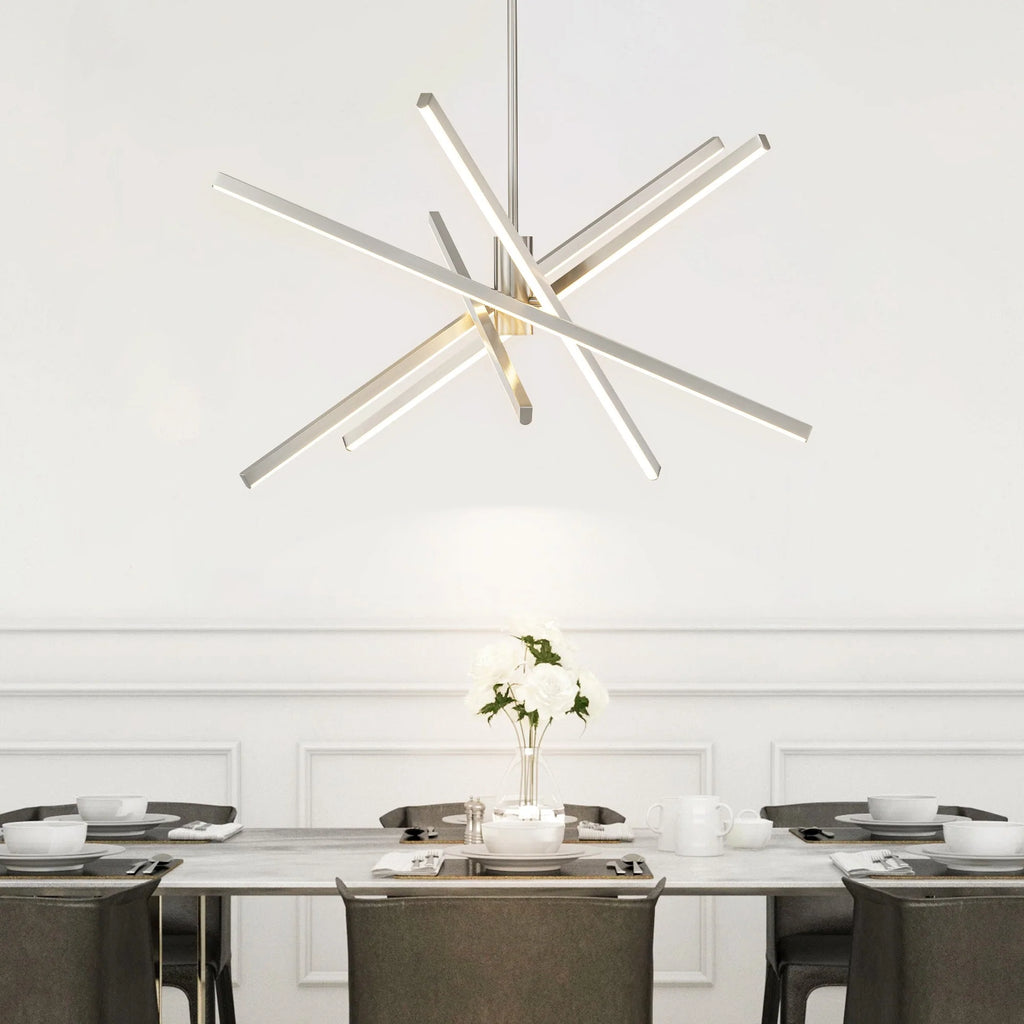 5-Light Aluminum Dimmable LED Linear Chandelier Q199426
