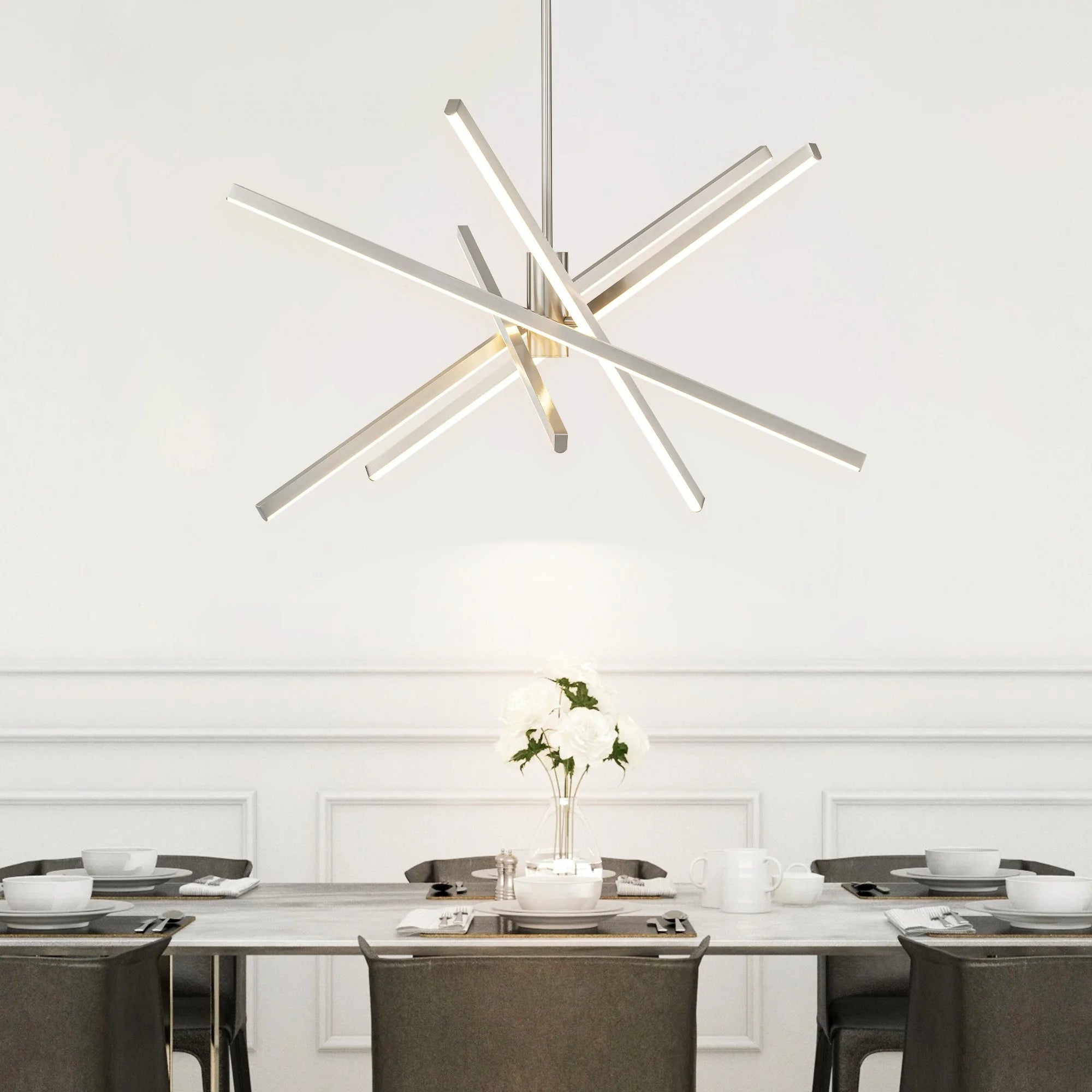 5-Light Aluminum Dimmable LED Linear Chandelier Q199426
