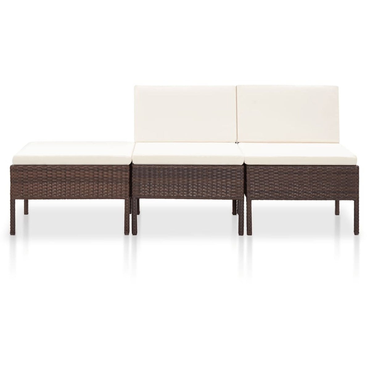 3 Piece Outdoor Sectional Sofa Set with Cushions Poly Rattan Steel Frame A530828